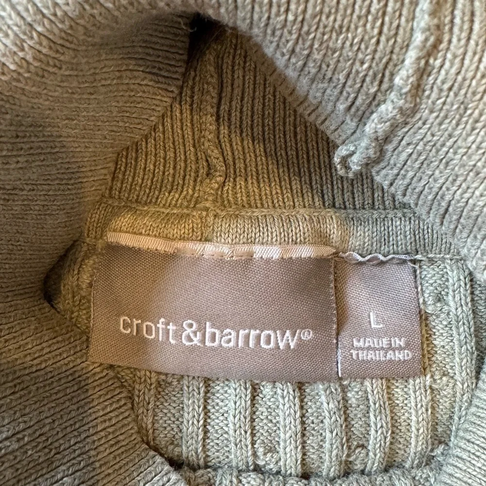 CROFT & BARROW RIBBED LIGHT GREEN TURTLENECK SWEATER SIZE LARGE
